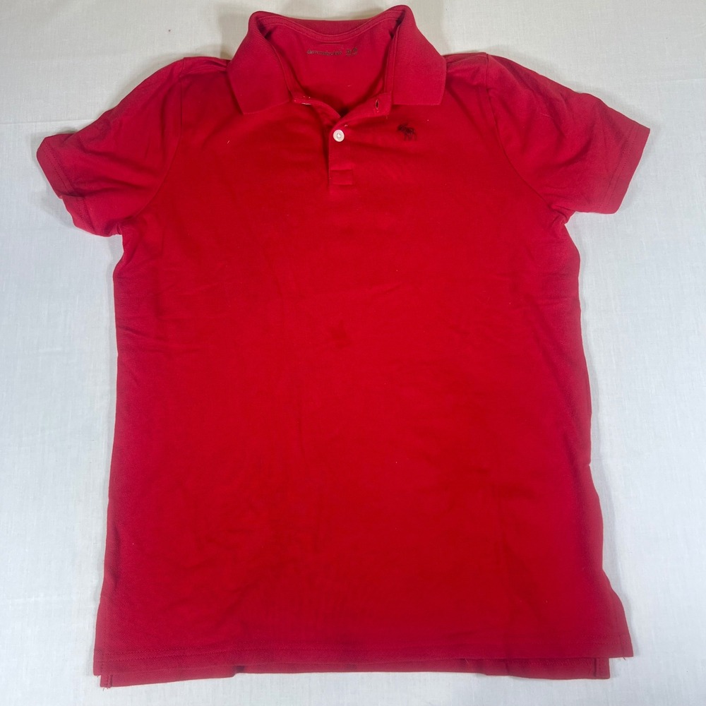 Abercrombie Kids Red Short Sleeve Pique Polo Shirt Moose Logo Size 15/16 XL